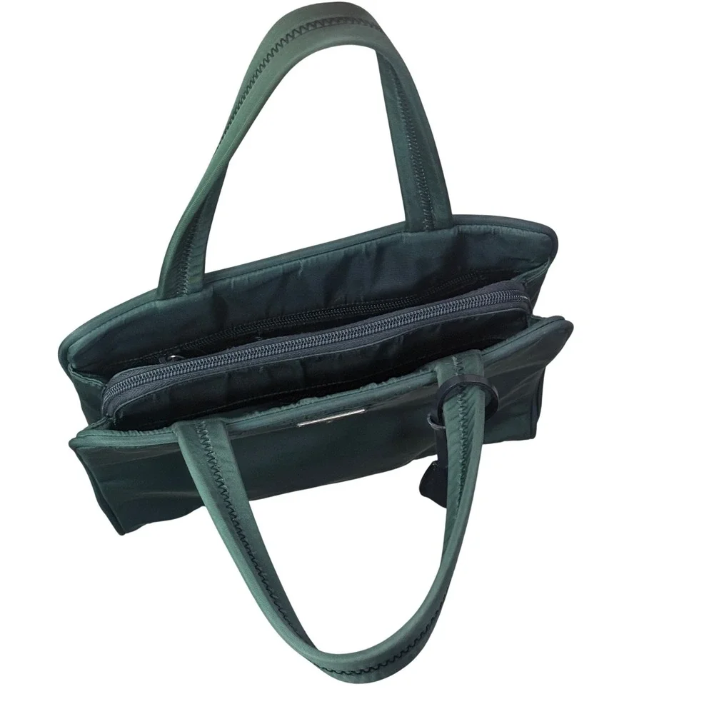 Prada Tessuto Nylon Tote Bag‎ Forest Green Silver Hardware Padlock Clochette